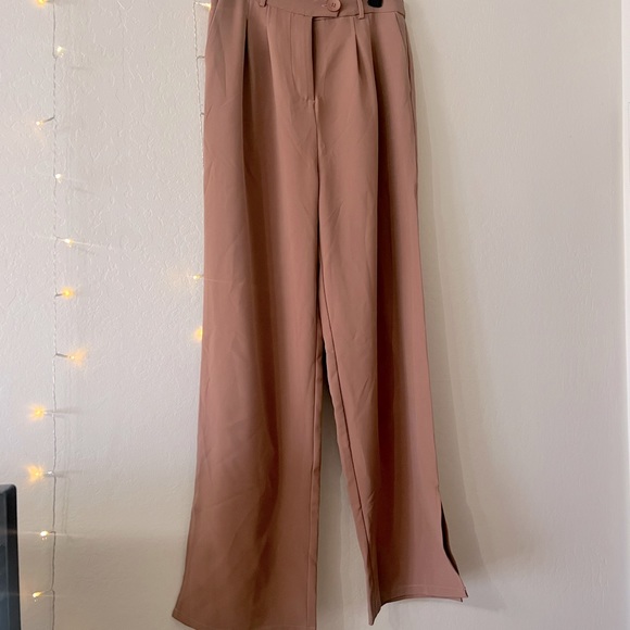 Tan white fox split hem trousers - Picture 2 of 7